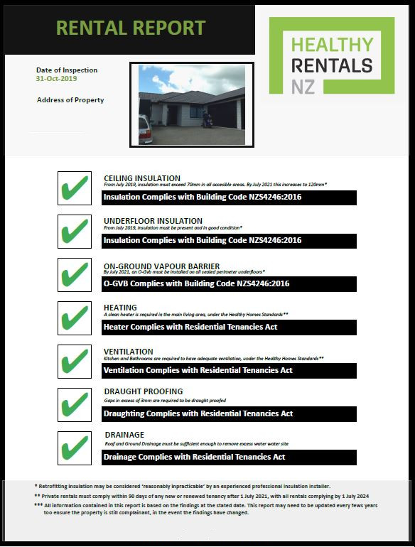 Healthy Homes Standards compliance checklist document for Kapiti Coast rental property landlords showing electrical requirements